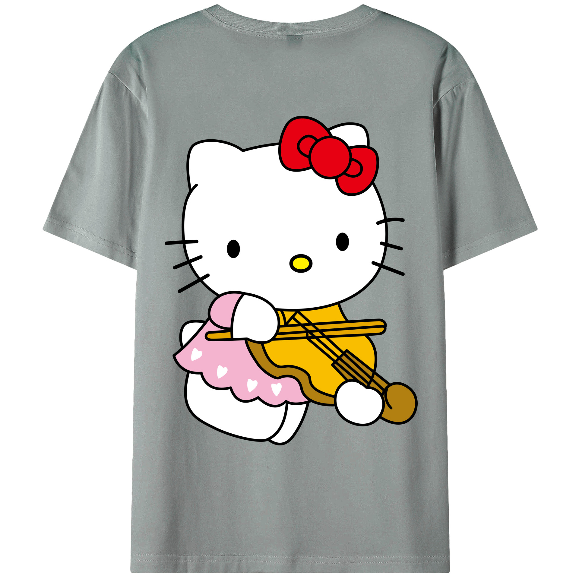 （画像用） Hello Kitty ハローキティ 綿100％ メンズ半袖Tシャツ（バックプリント） 通気性